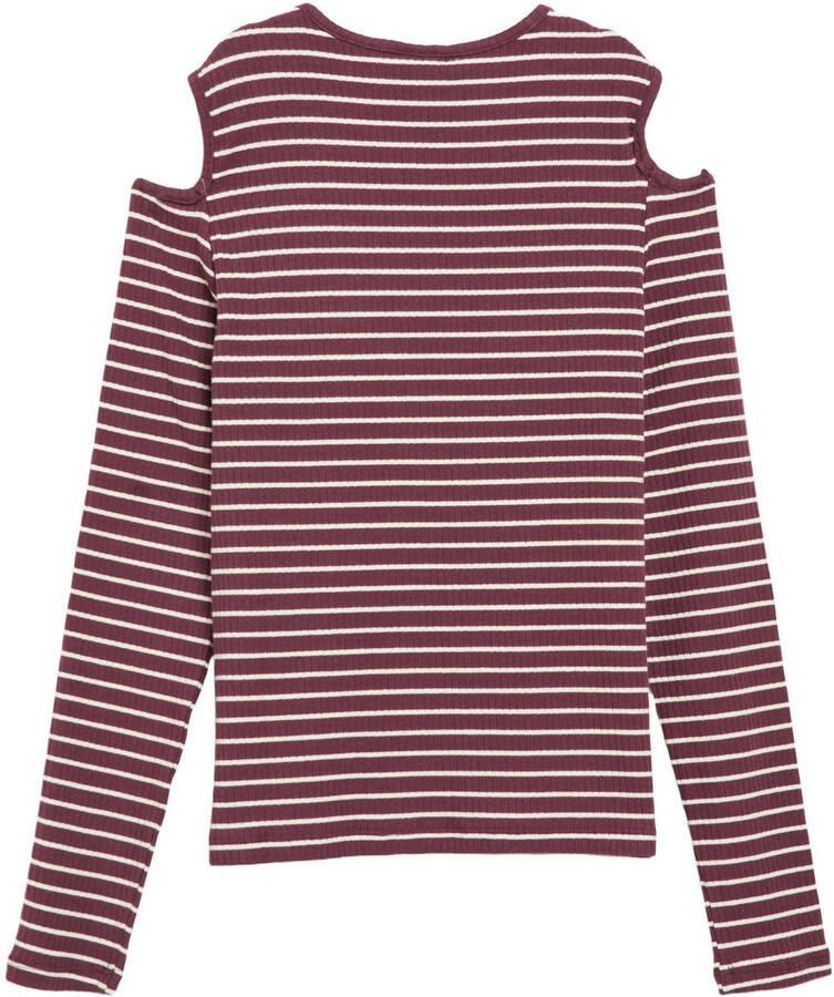 S.Oliver gestreepte longsleeve met cut-out aubergine ecru - Foto 2