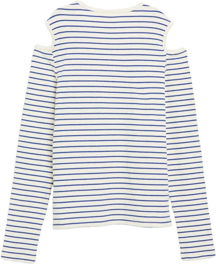 S.Oliver gestreepte longsleeve met cut-out wit blauw - Foto 2