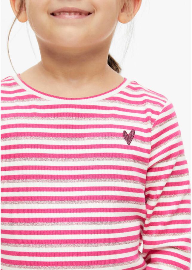S.Oliver gestreepte longsleeve roze Meisjes Katoen Ronde hals Streep glitter - Foto 2
