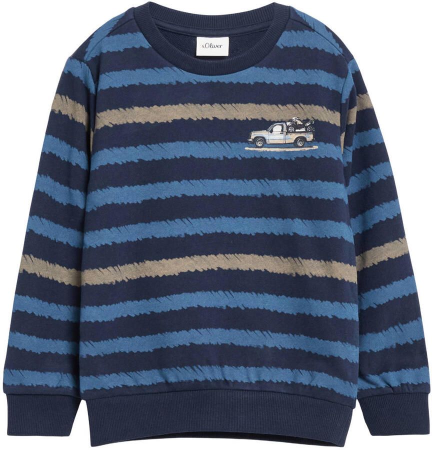 S.Oliver gestreepte sweater donkerblauw blauw beige
