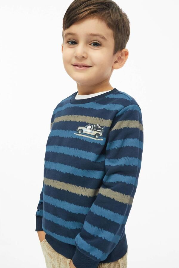 S.Oliver gestreepte sweater donkerblauw blauw beige Streep
