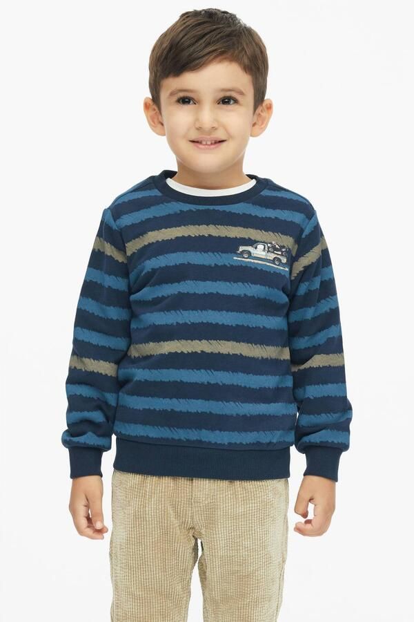 S.Oliver gestreepte sweater donkerblauw blauw beige Streep - Foto 2