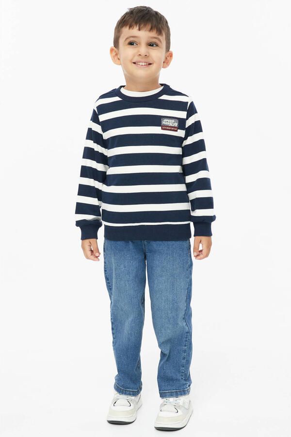 S.Oliver gestreepte sweater marineblauw Trui Jongens Katoen Ronde hals - Foto 2