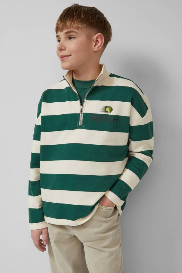 S.Oliver gestreepte sweater met backprint groen