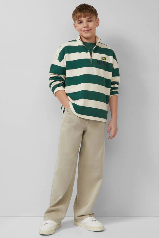 S.Oliver gestreepte sweater met backprint groen - Foto 2