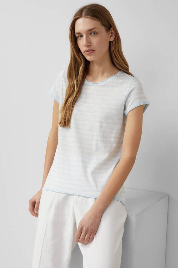 S.Oliver RED LABEL regular fit T-shirt van katoen met gevlamd garen - Foto 3