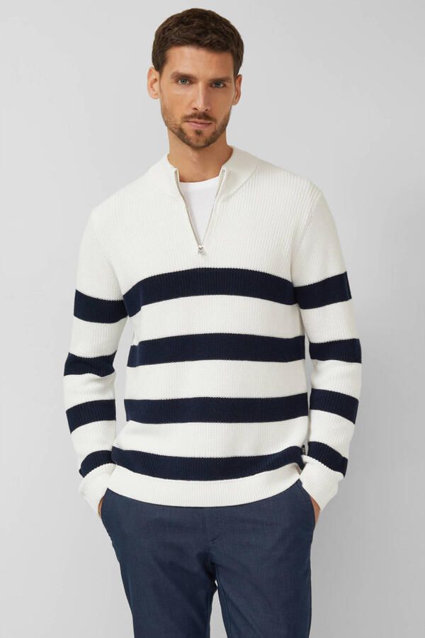 S.Oliver gestreepte trui gebreid donkerblauw