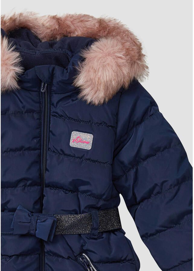 S.Oliver RED LABEL Junior Gewatteerde jas met glitterriem en afneembare capuchon - Foto 2