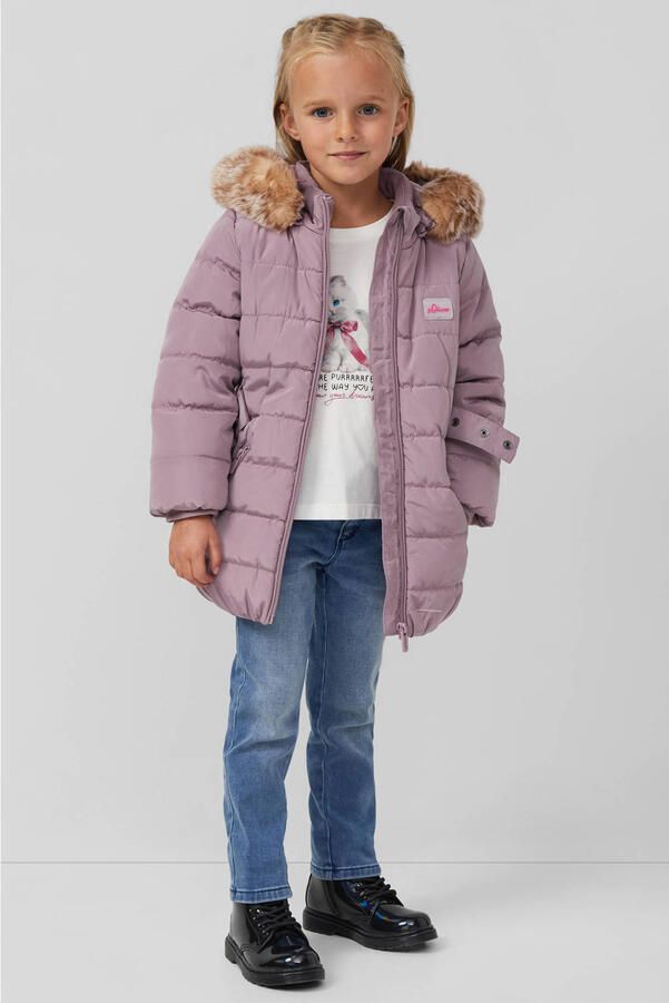 S.Oliver RED LABEL Shaped fit gewatteerde lange jas met imitatiebont - Foto 2