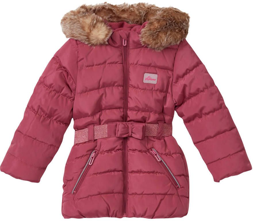 S.Oliver RED LABEL Junior Gewatteerde jas met glitterriem en afneembare capuchon - Foto 3