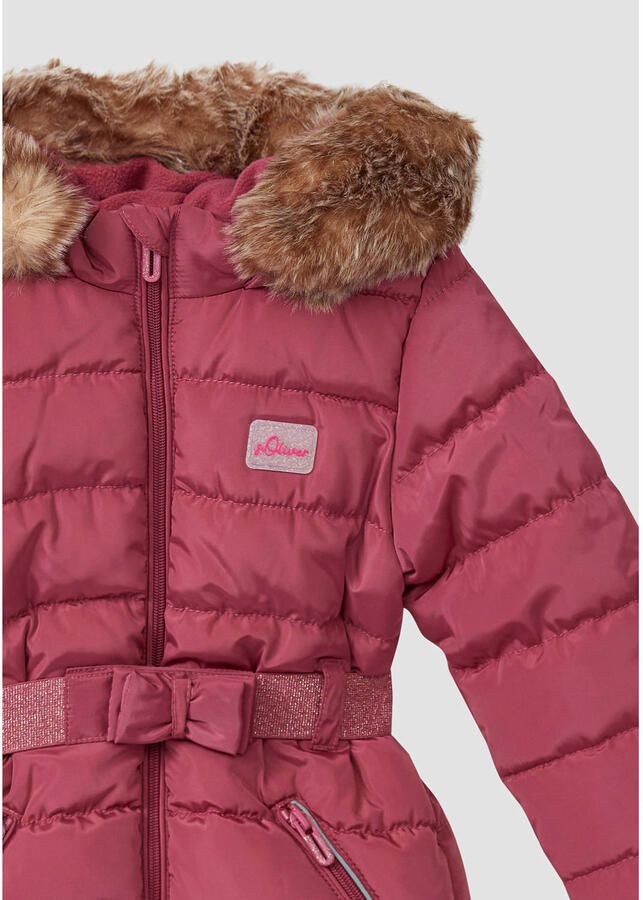 S.Oliver RED LABEL Junior Gewatteerde jas met glitterriem en afneembare capuchon - Foto 2