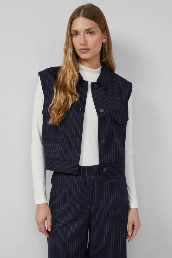 S.Oliver gilet met krijtstreep marineblauw