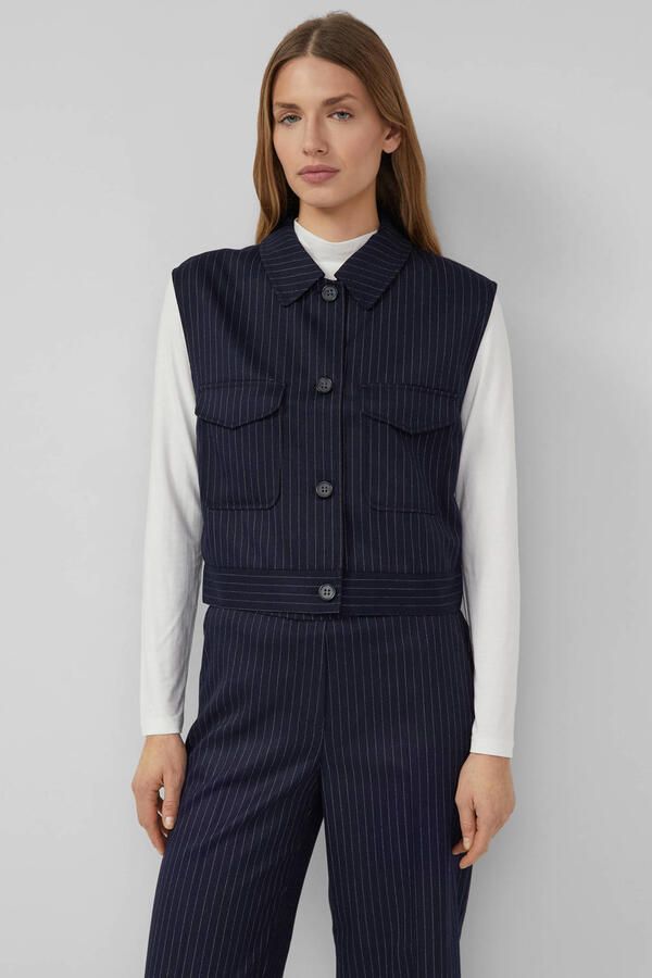 S.Oliver gilet met krijtstreep marineblauw - Foto 3