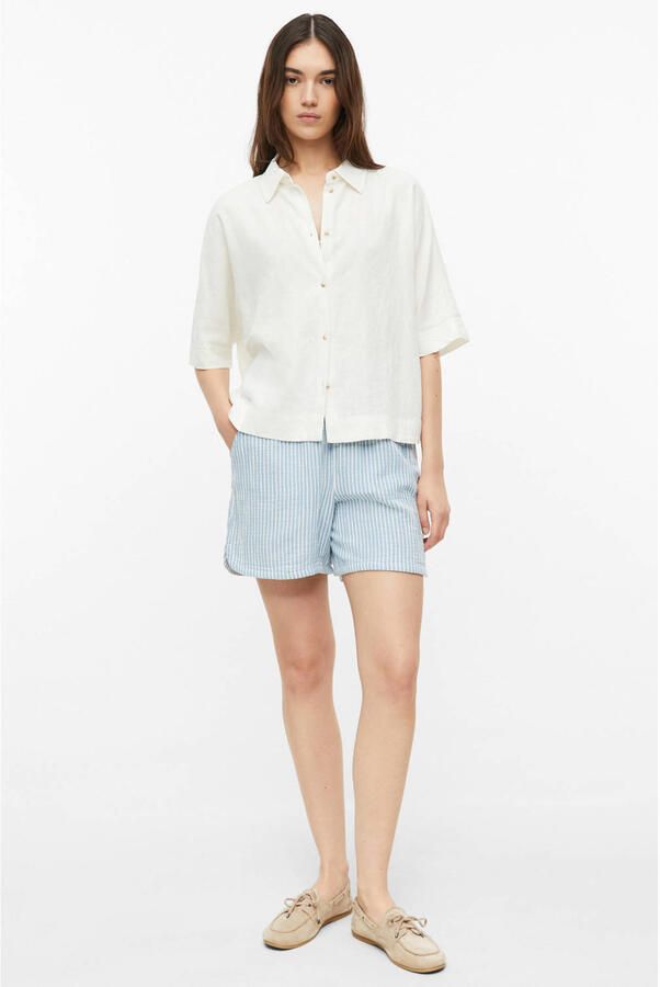 S.Oliver high waist regular fit casual gestreepte short lichtblauw - Foto 2