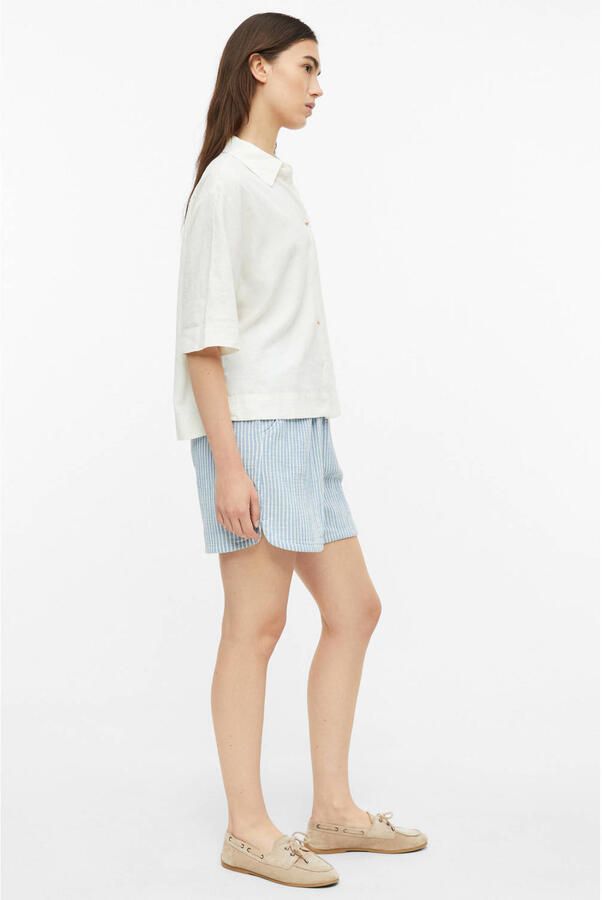 S.Oliver high waist regular fit casual gestreepte short lichtblauw - Foto 3