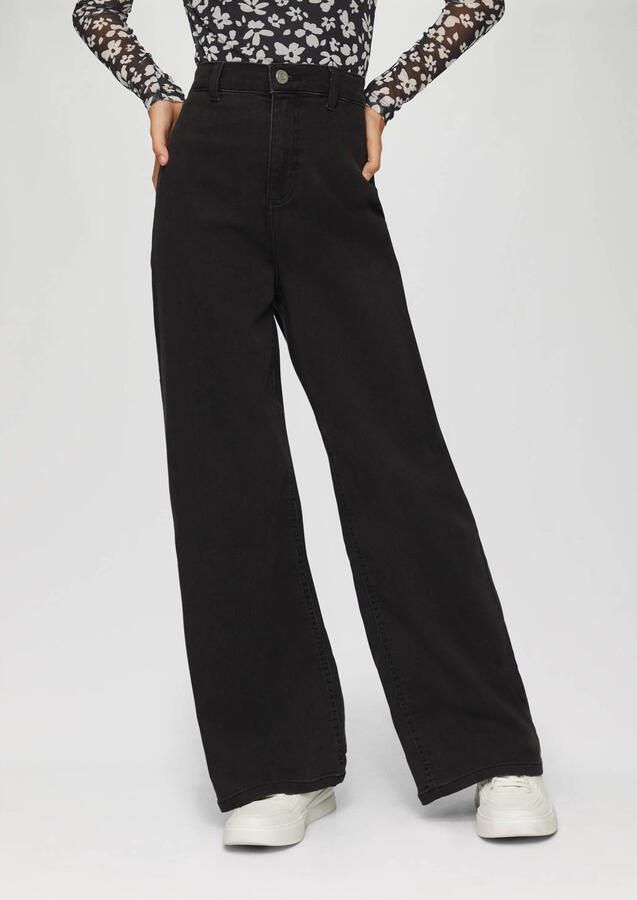 S.Oliver high waist wide leg jeans black denim Zwart Meisjes Stretchdenim 134 - Foto 2