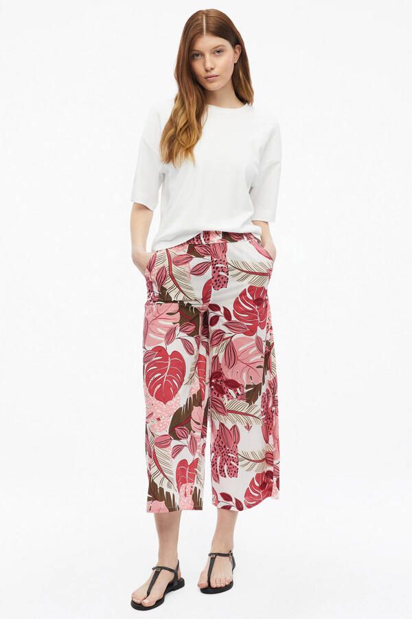 S.Oliver high waist gebloemde broek lichtroze