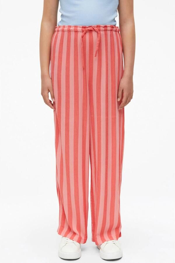 S.Oliver high waist gestreepte casual broek roze