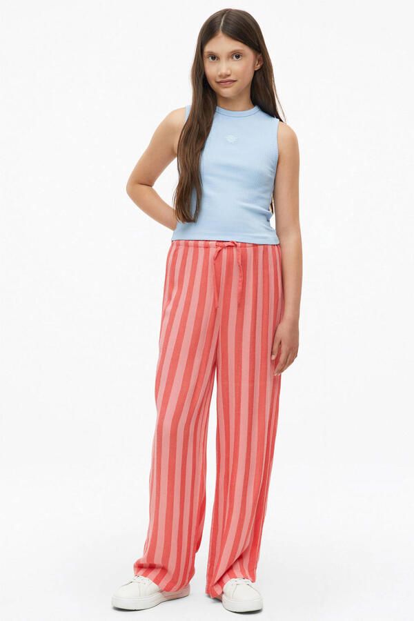 S.Oliver high waist gestreepte casual broek roze - Foto 2