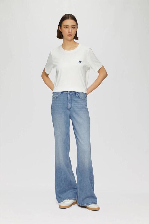 S.Oliver RED LABEL Regular fit wide leg jeans van katoenmix model 'SURI'