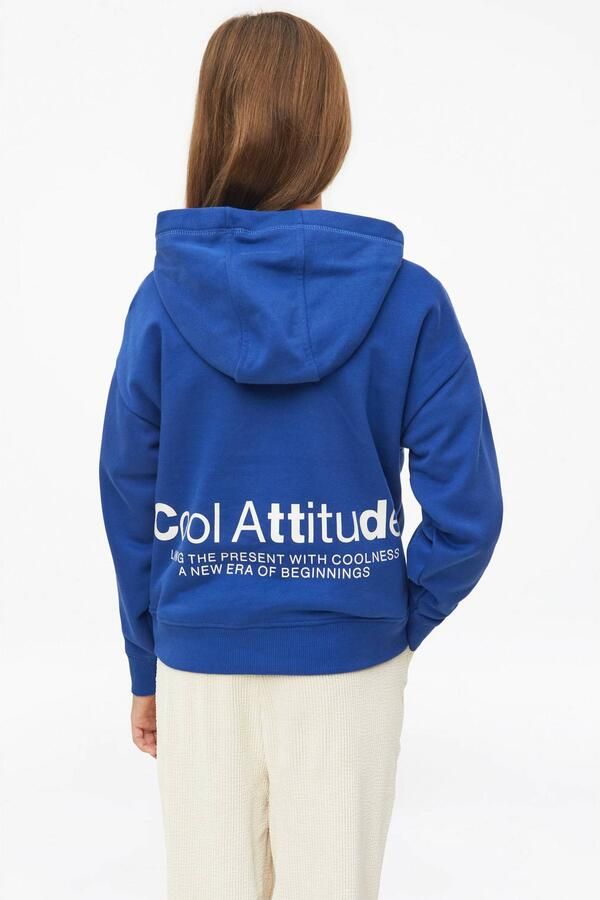 S.Oliver hoodie met backprint blauw Sweater Backprint - Foto 2