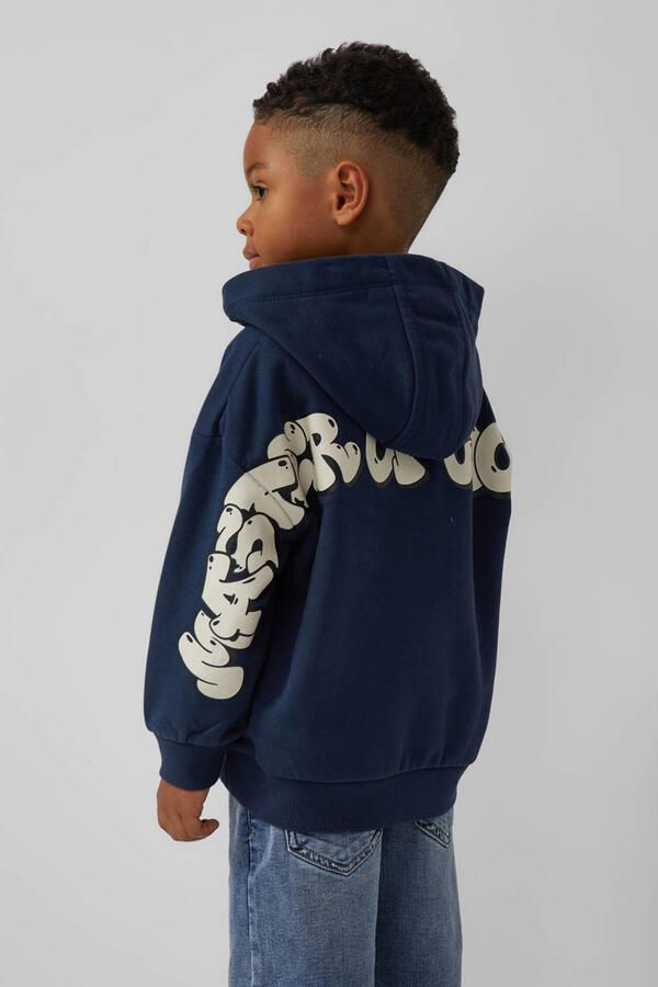 S.Oliver hoodie met backprint donkerblauw - Foto 2