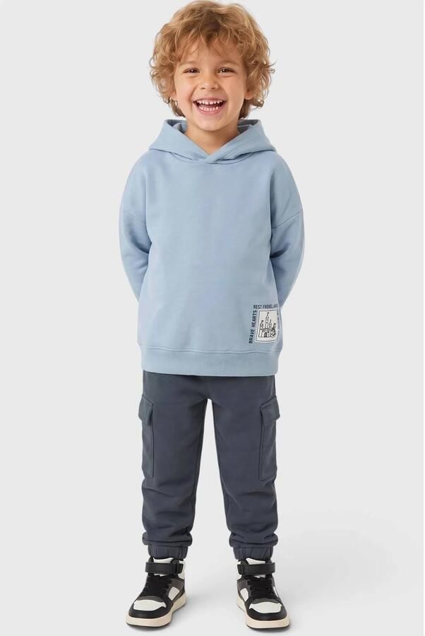 S.Oliver hoodie met backprint lichtblauw Trui Jongens Katoen Capuchon