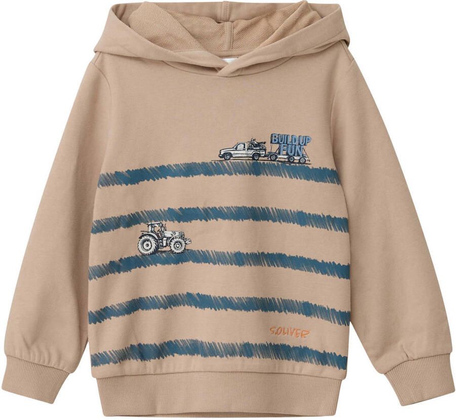 S.Oliver hoodie met print beige blauw