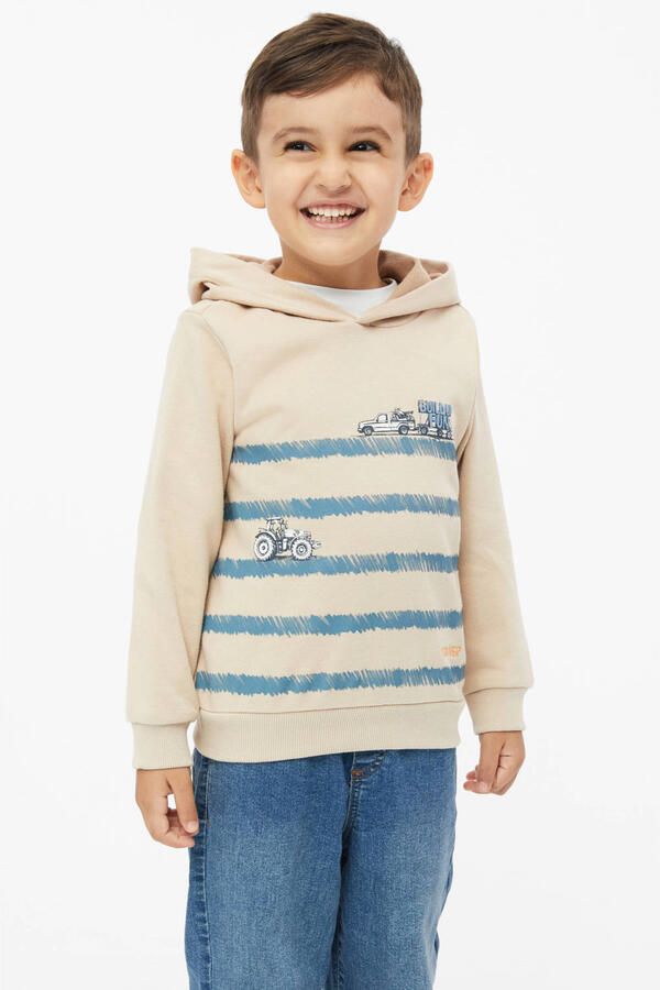 S.Oliver hoodie met print beige blauw