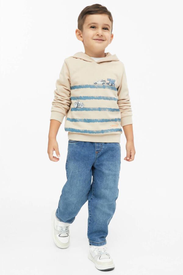 S.Oliver hoodie met print beige blauw - Foto 2