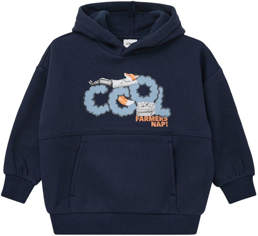 S.Oliver hoodie met print donkerblauw
