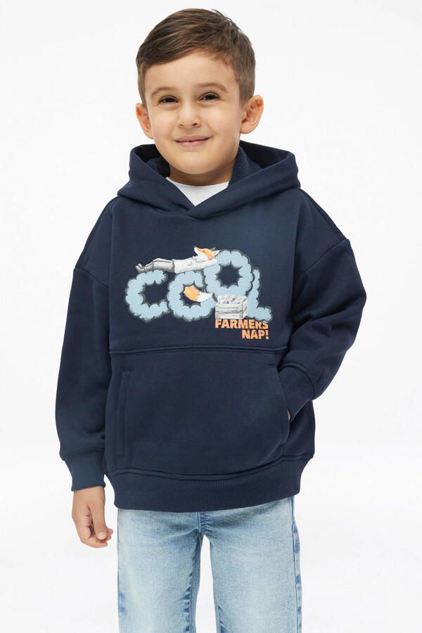 S.Oliver hoodie met print donkerblauw