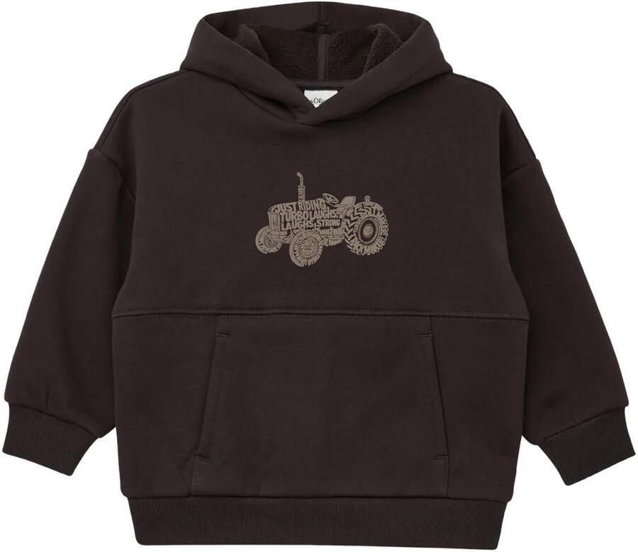 S.Oliver hoodie met print donkerbruin