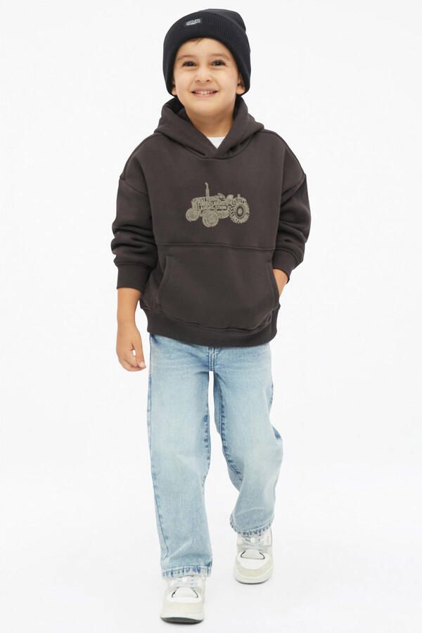 S.Oliver hoodie met print donkerbruin Sweater Printopdruk - Foto 3
