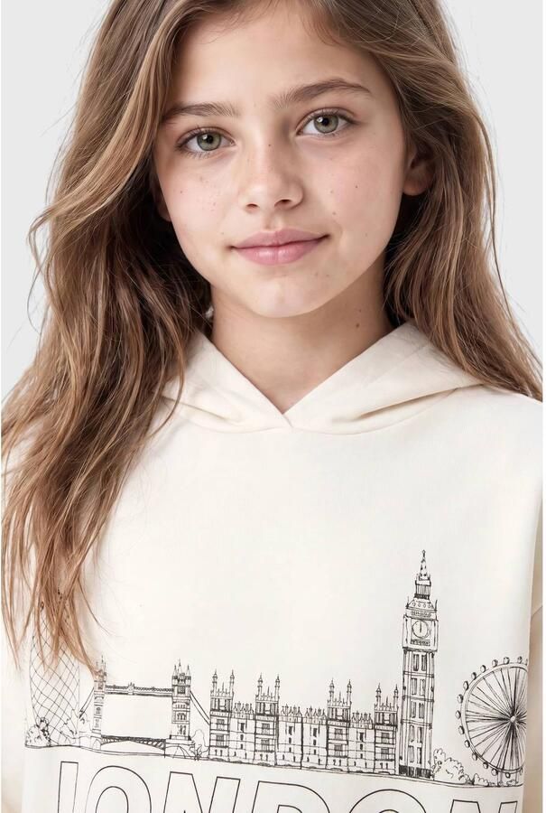 S.Oliver hoodie met print ecru Trui Jongens Katoen Capuchon Printopdruk - Foto 2