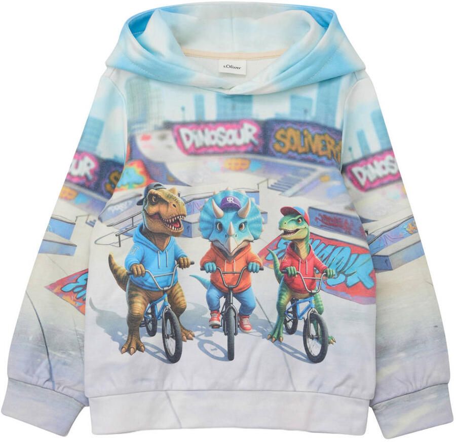 S.Oliver hoodie met print grijs