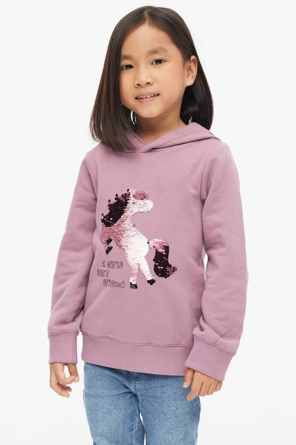 S.Oliver hoodie met print roze Trui Meisjes Sweat Capuchon Printopdruk pailletten