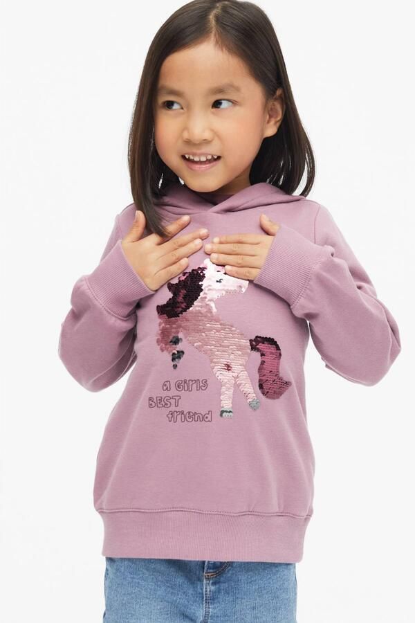 S.Oliver hoodie met print roze Trui Meisjes Sweat Capuchon Printopdruk pailletten - Foto 2