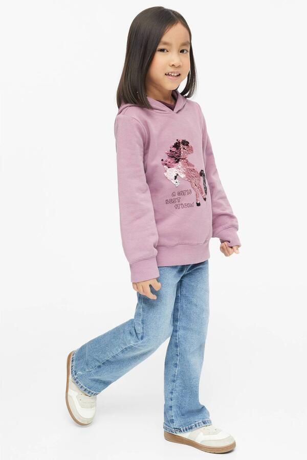 S.Oliver hoodie met print roze Trui Meisjes Sweat Capuchon Printopdruk pailletten - Foto 3