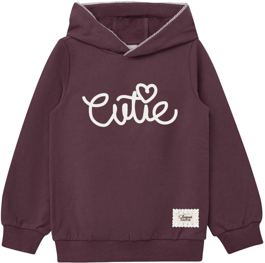 S.Oliver hoodie met tekst donkerpaars