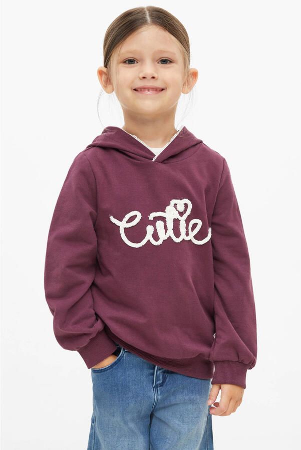 S.Oliver hoodie met tekst donkerpaars