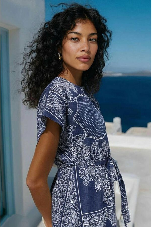 S.Oliver korte bohemian zomerjurk met paisley donkerblauw - Foto 2