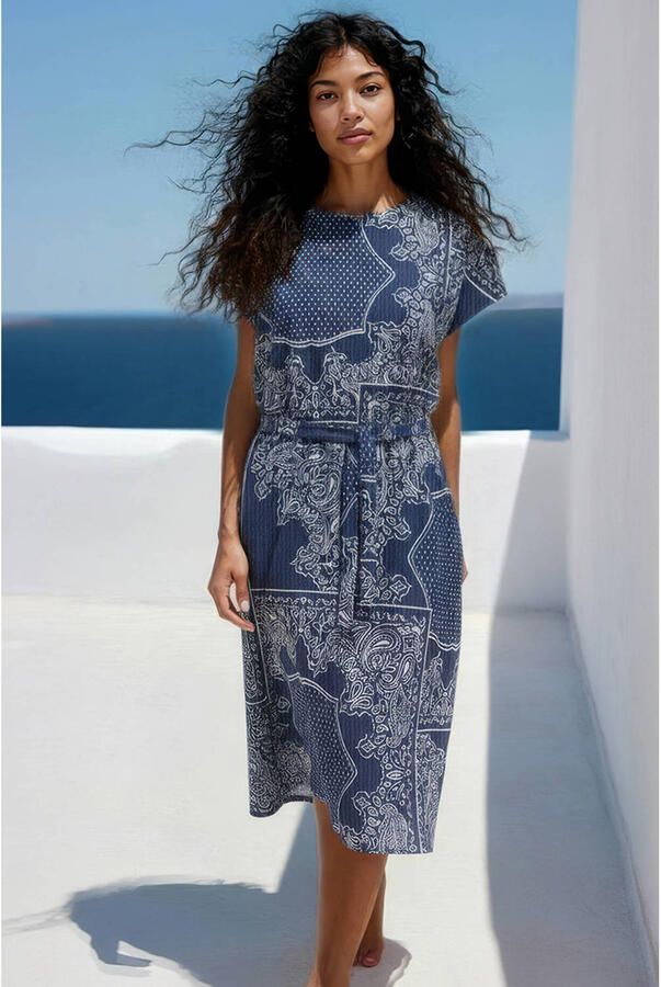 S.Oliver korte bohemian zomerjurk met paisley donkerblauw - Foto 3