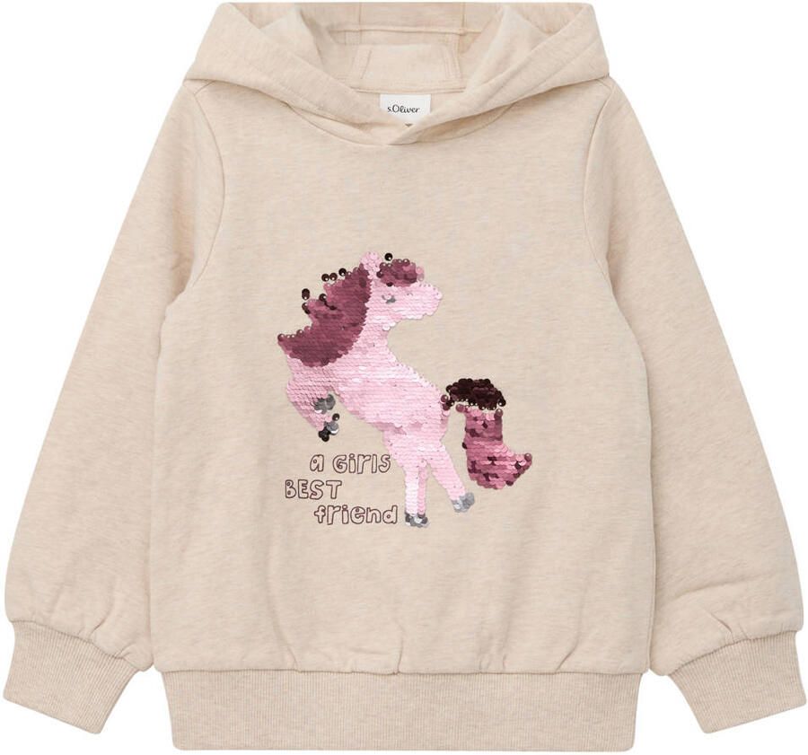 S.Oliver hoodie met print beige
