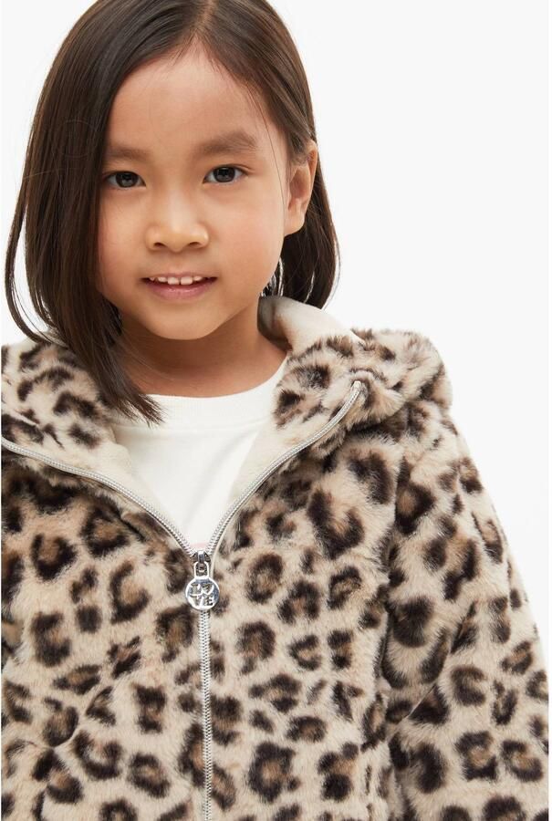 S.Oliver imitatiebont faux fur winterjas met panterprint beige - Foto 2