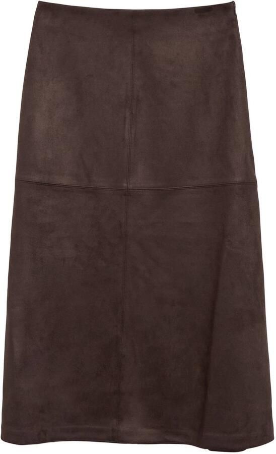 S.Oliver imitatieleren midi rok donkerbruin