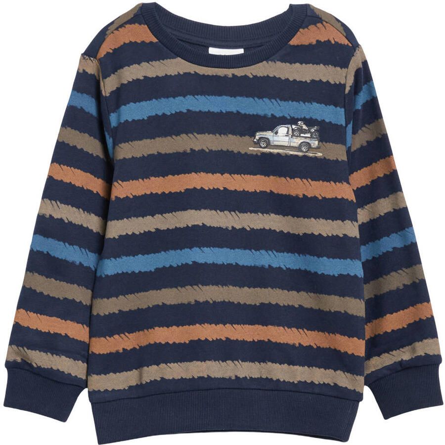 S.Oliver junior gestreepte sweater donkerblauw cognac beige