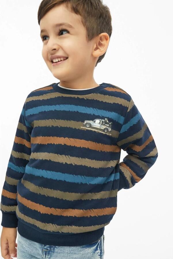 S.Oliver junior gestreepte sweater donkerblauw cognac beige Streep