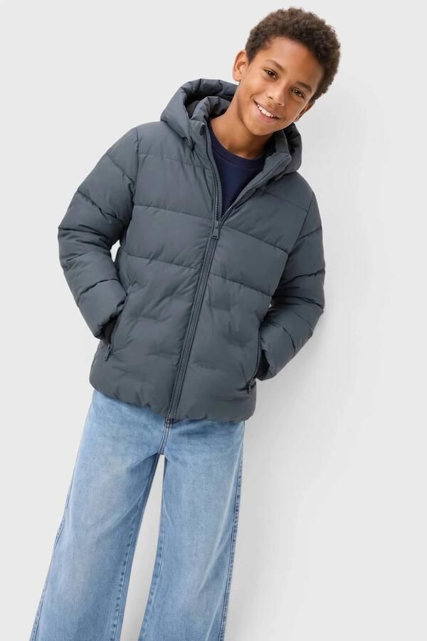S.Oliver junior winterjas antraciet Grijs Jongens Polyester Capuchon