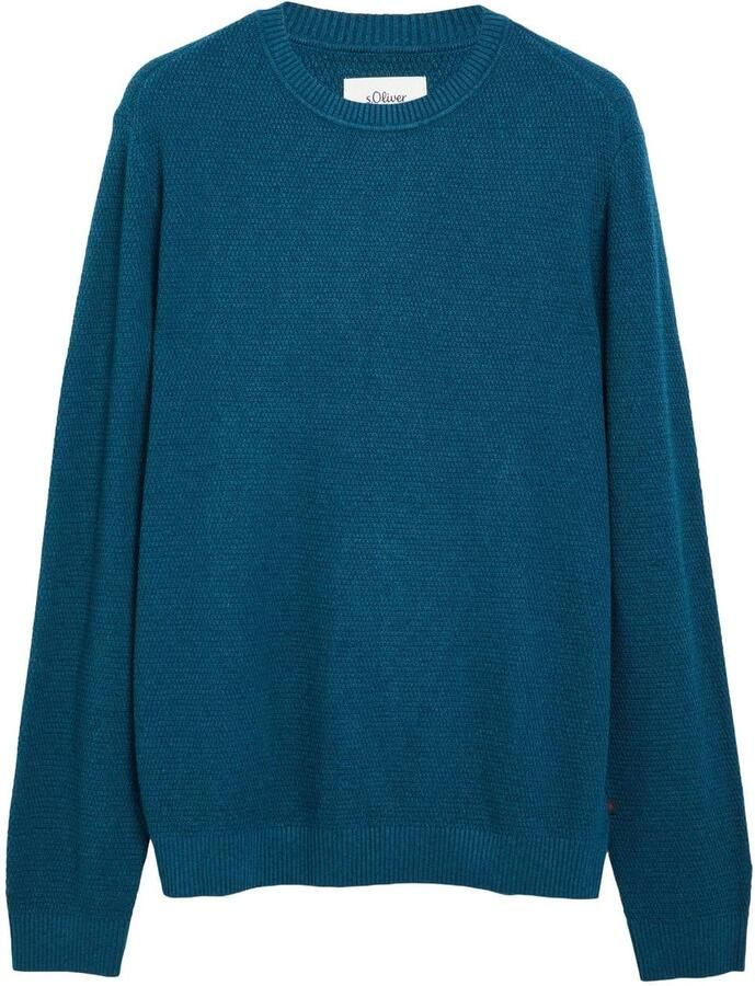 S.Oliver katoenen regular fit gebreide trui blauw
